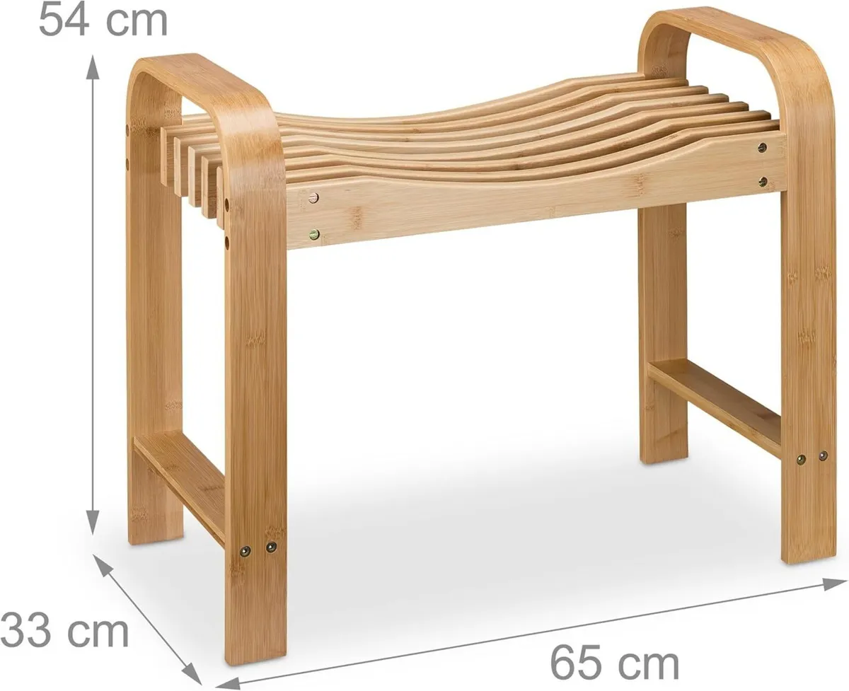 bathroom stool bamboo handles ergonomic seat - Image 3