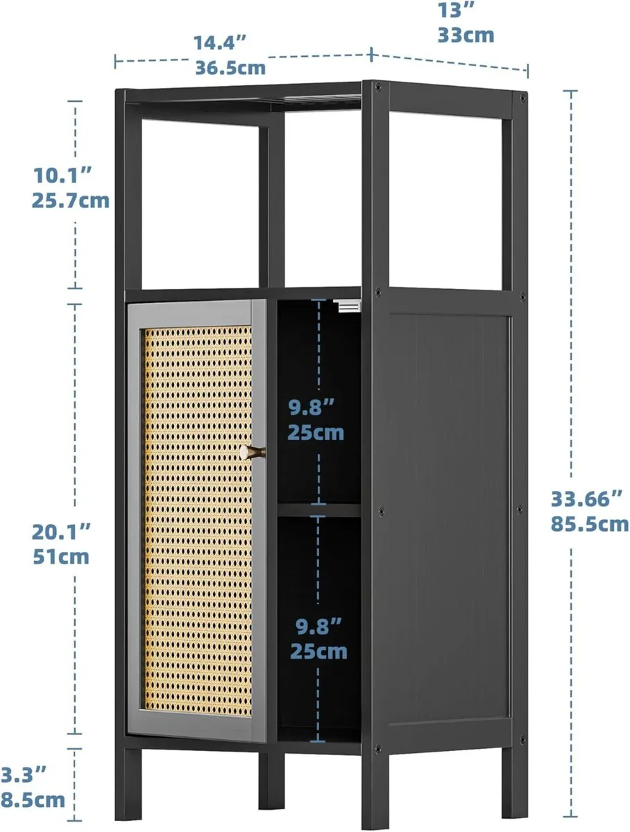 Bamboo Floor Cabinet Small Bathroom Storage with - Image 3