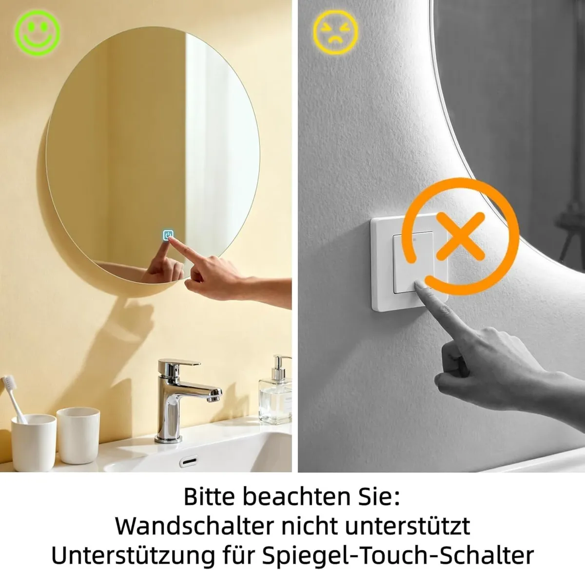 Round Bathroom Mirror 60 cm Wall Mounted LED - Image 4