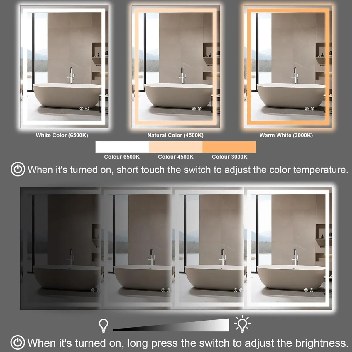 New LED Bathroom Mirror with Lights 510x710mm - Image 3