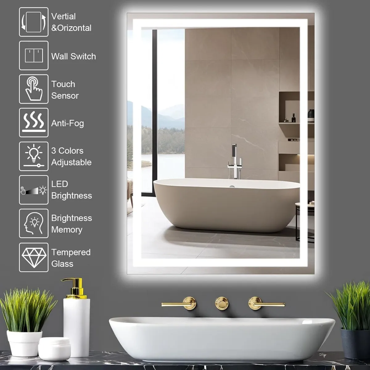 New LED Bathroom Mirror with Lights 510x710mm - Image 4