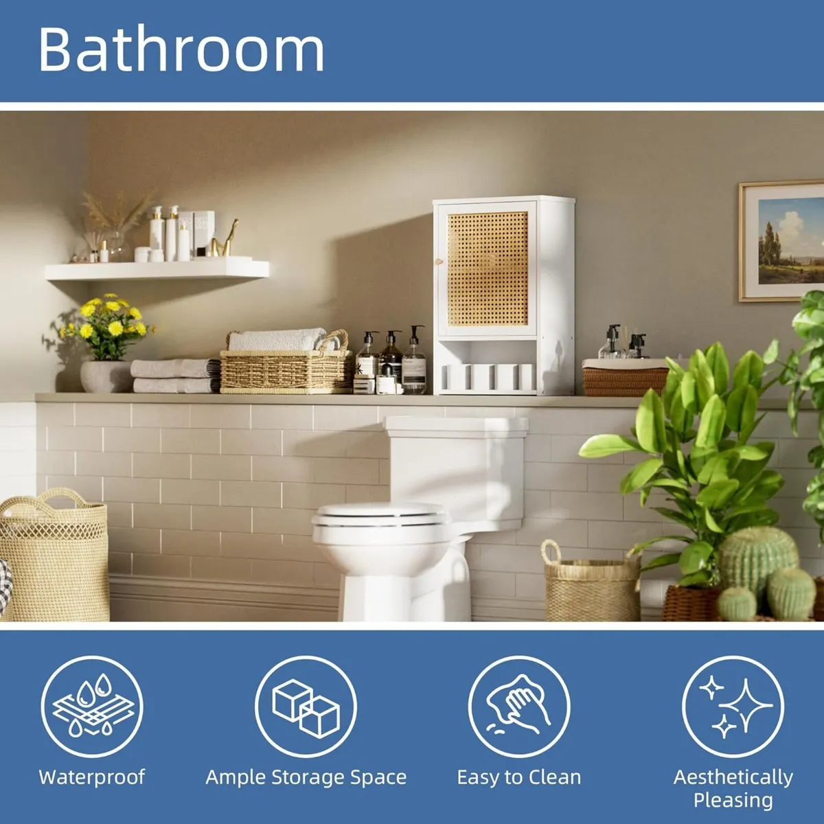 Bamboo Medicine Cabinet Wall Mounted Bathroom - Image 4