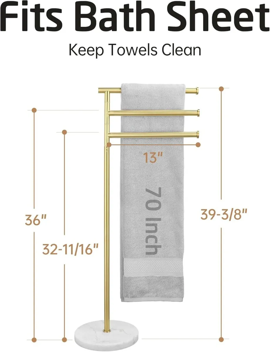 Towel Rails for Bathroom 3 Swivel Arms Free - Image 2