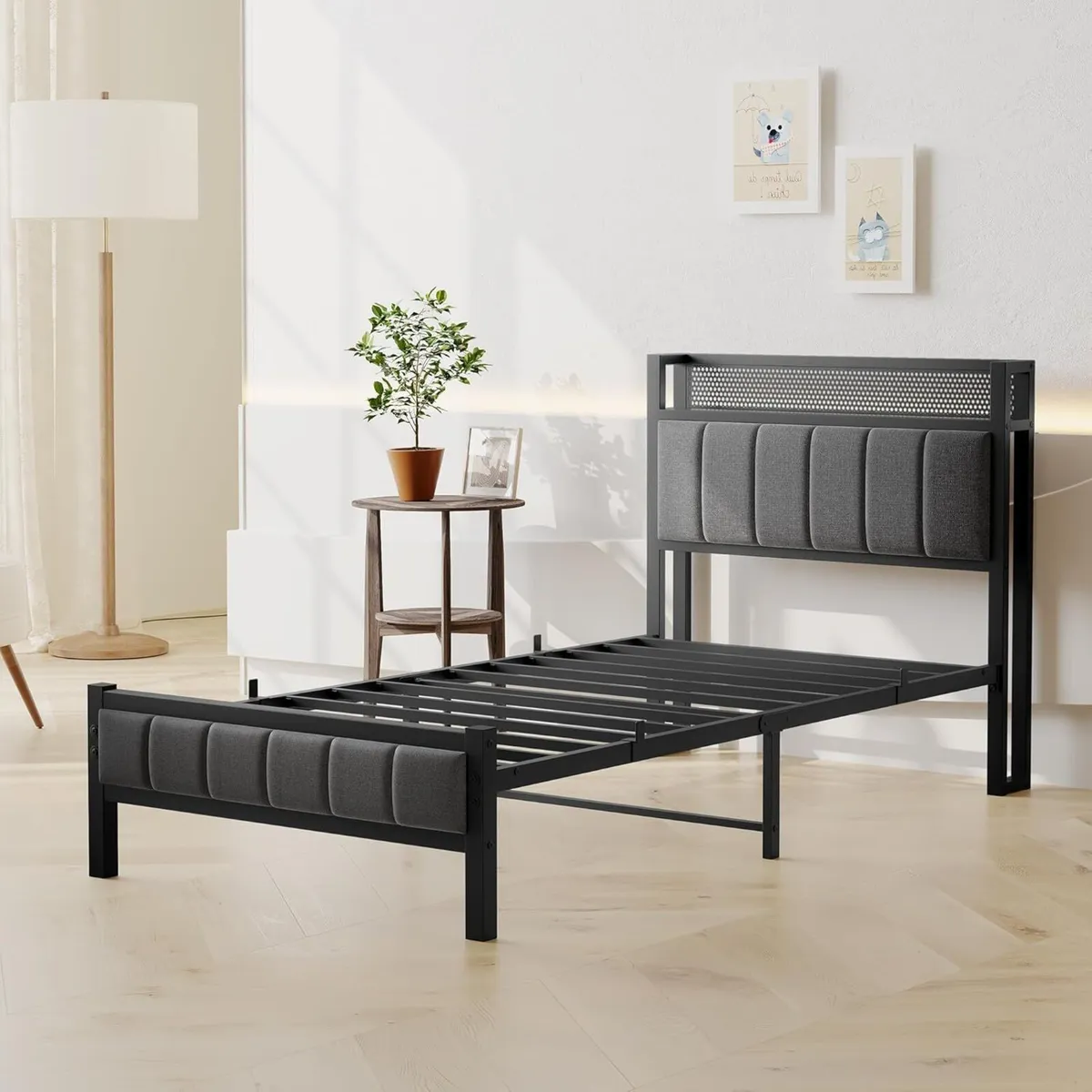 3ft Single Bed Frames with Storage Headboard - Image 4
