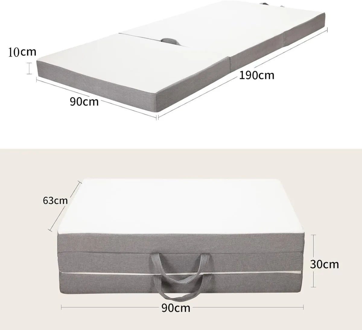 190x90x10 Folding Mattress Single Foldable Memory - Image 3