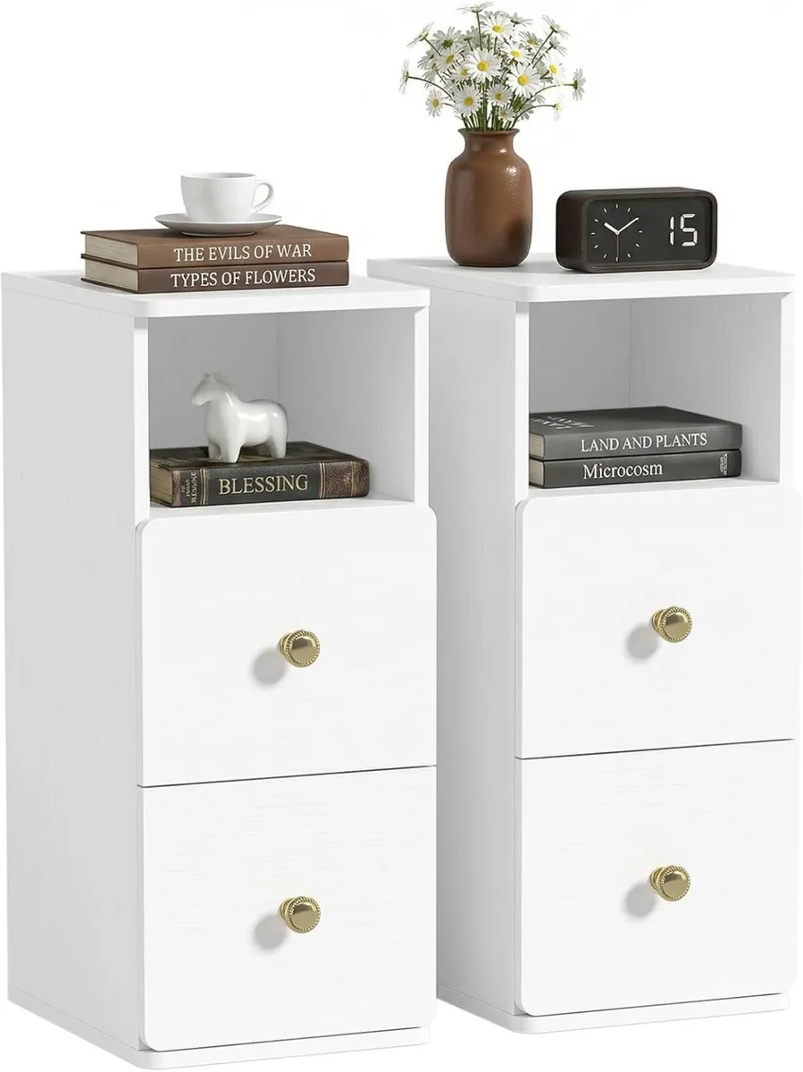 Slim bedside table set of 2 Small Narrow Side - Image 1