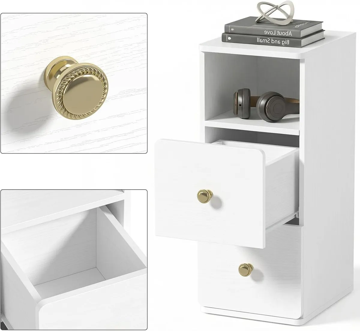 Slim bedside table set of 2 Small Narrow Side - Image 4