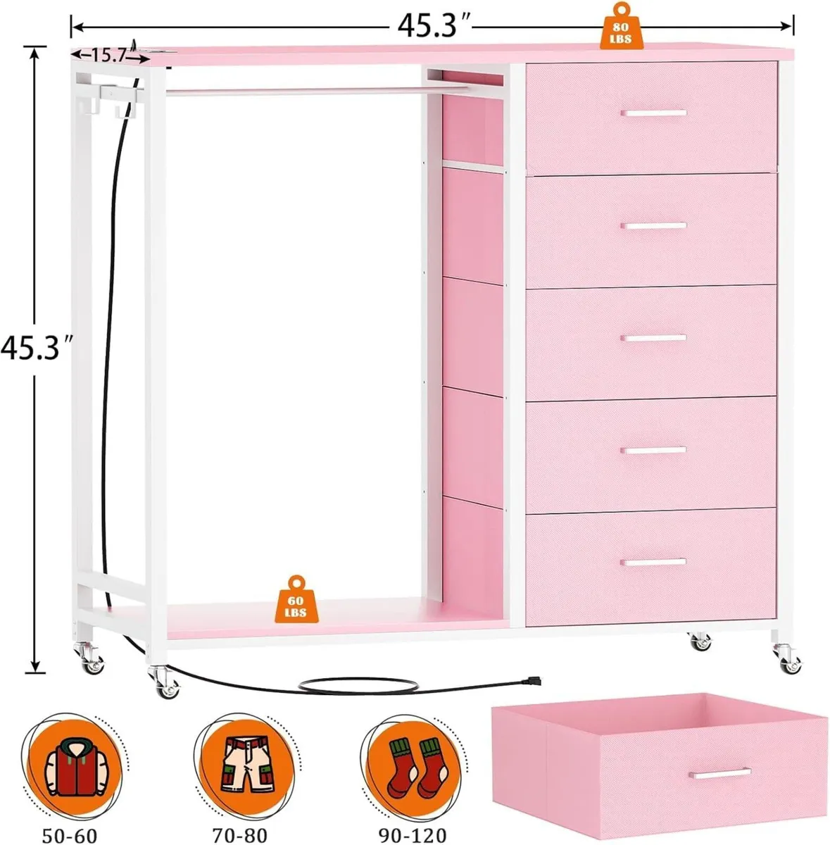 2 in 1 Chest of Drawers Dresser for Bedroom 5 - Image 2