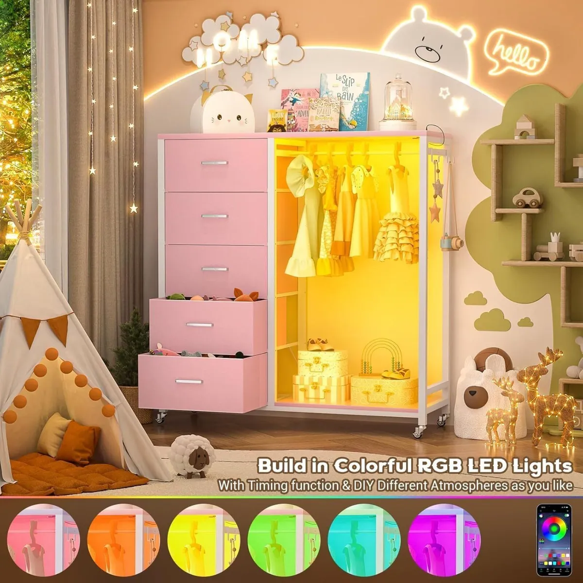 2 in 1 Chest of Drawers Dresser for Bedroom 5 - Image 3