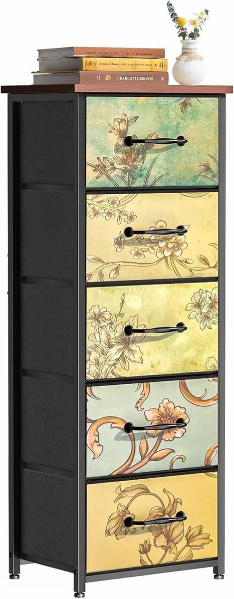 Fabric Chest of Drawers with 5 for Bedroom - Image 1