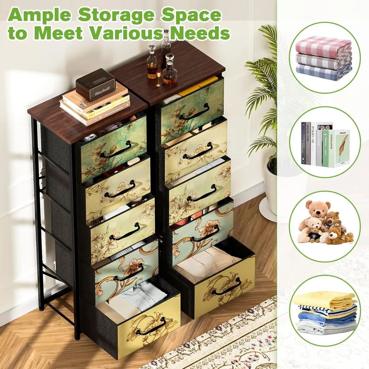 Fabric Chest of Drawers with 5 for Bedroom - Image 4