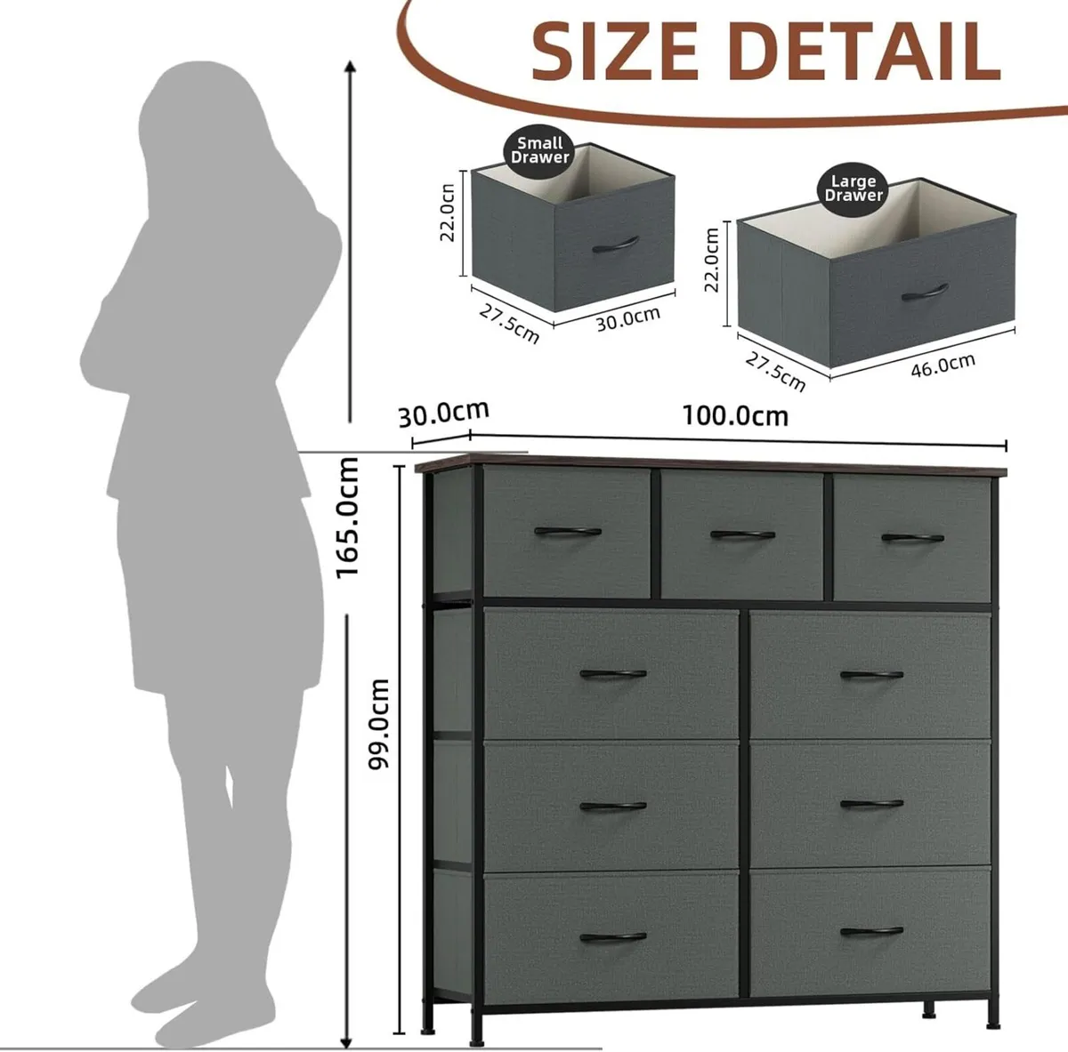 Tall Chest of Drawers for Bedroom with 9 Wide - Image 3