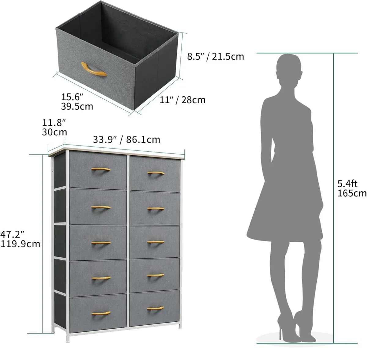 10 Drawer Dresser - Fabric Chest of Organizer - Image 3