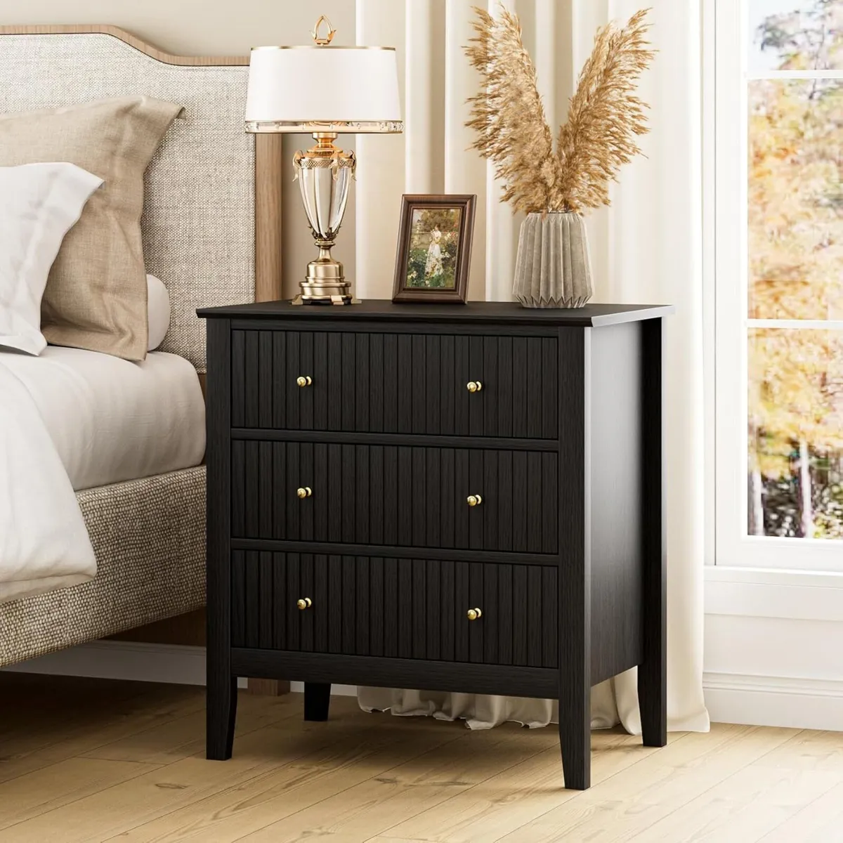 Large Bedside Table Bedroom 3 Drawer Chest of - Image 1