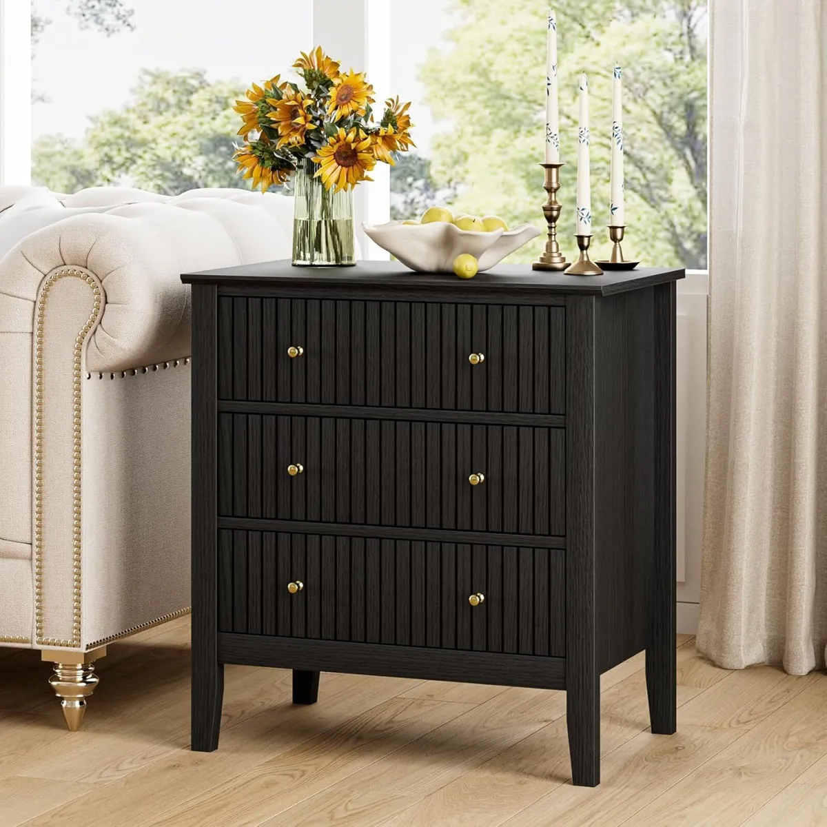 Large Bedside Table Bedroom 3 Drawer Chest of - Image 4