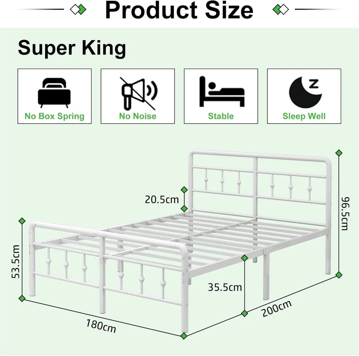 Super King Bed Frame with Victorian Headboard and - Image 2