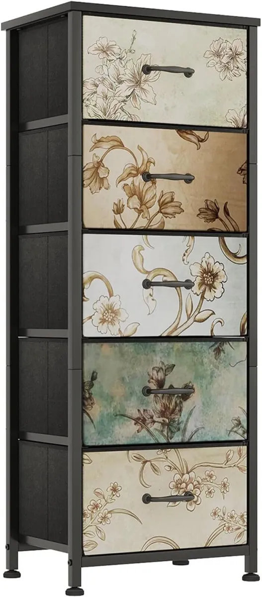 Chest of Drawers for Bedroom Fabric with 5 Metal - Image 1