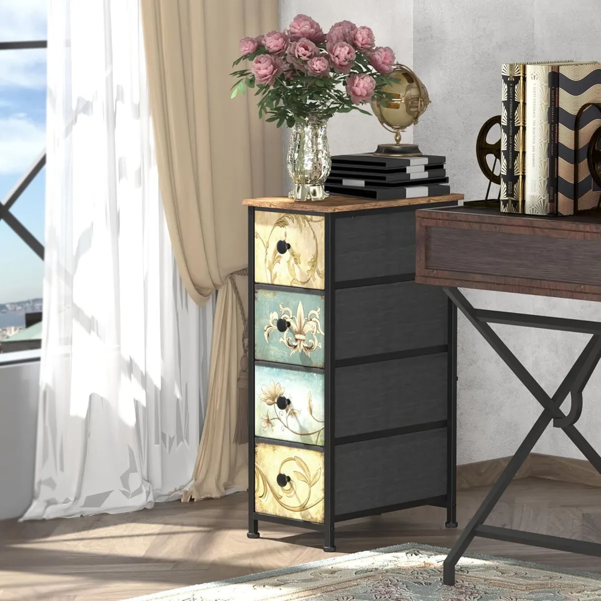 Narrow Chest of Drawers with 4 Made Fabric - Image 4