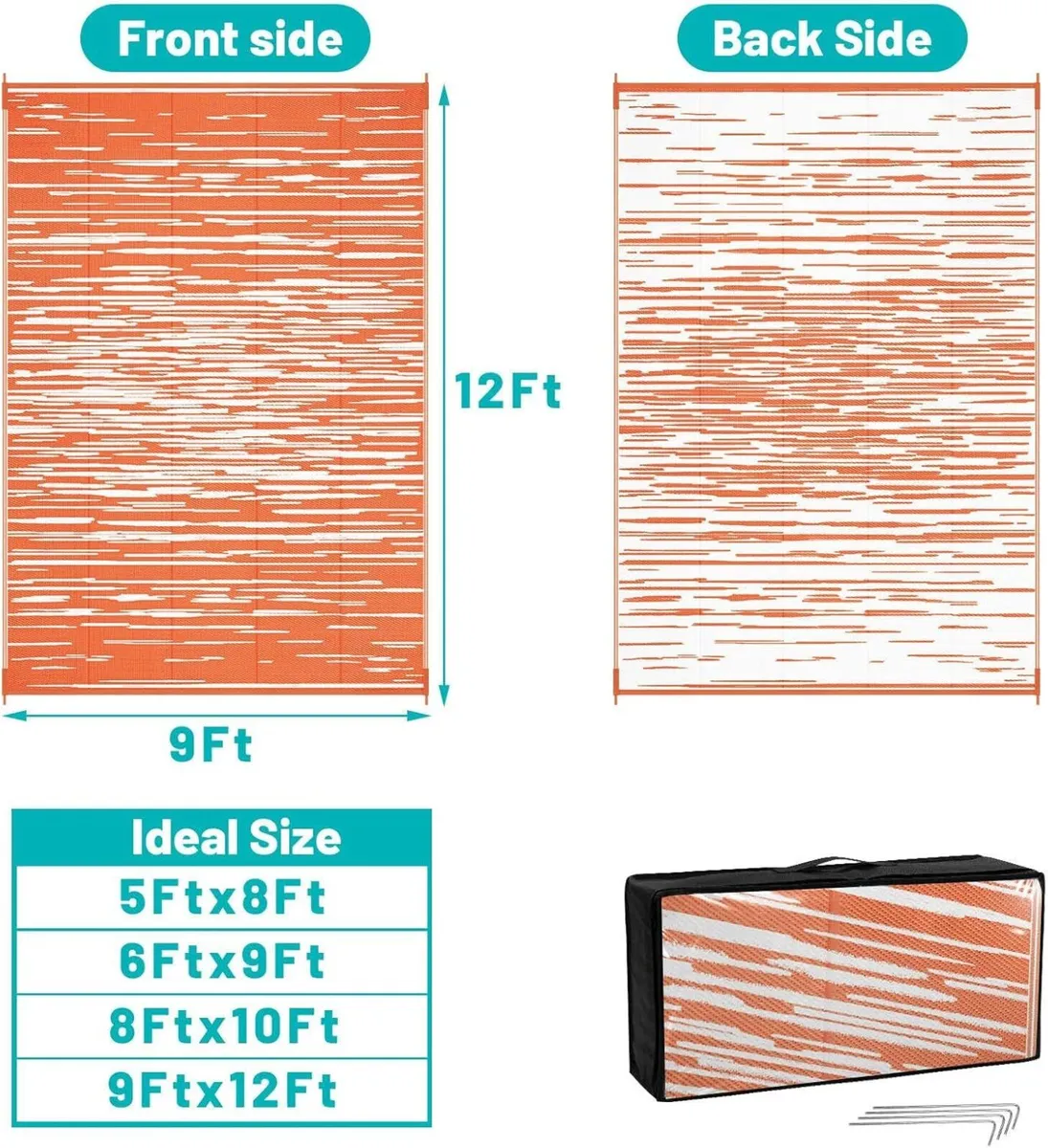 Outdoor Rug Waterproof Orange 270 x 360 cm Large - Image 2