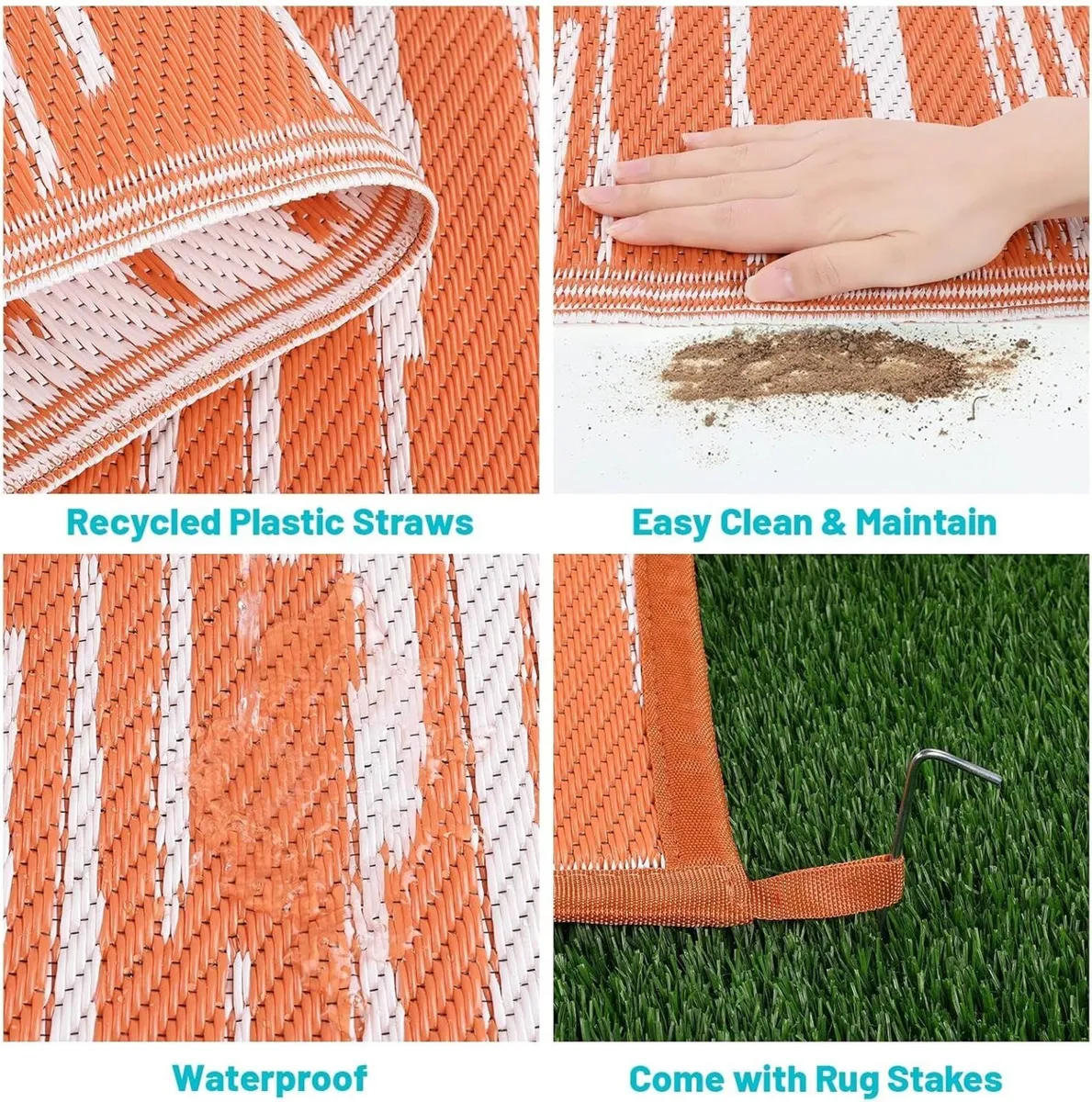 Outdoor Rug Waterproof Orange 270 x 360 cm Large - Image 3
