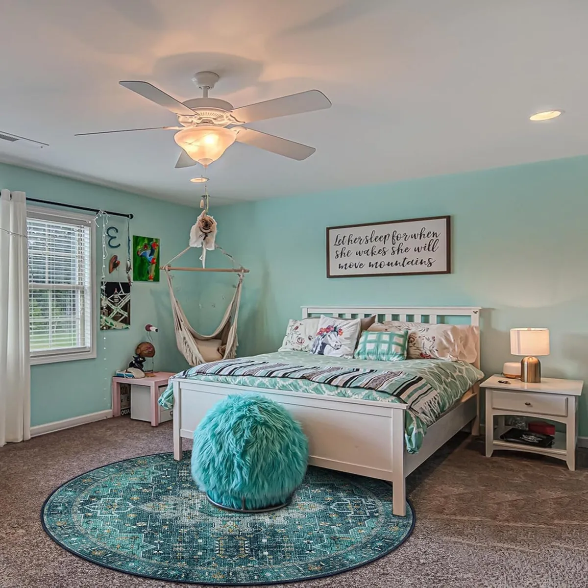 Ultra-Thin Washable Round Rug - 6ft Teal Large - Image 3