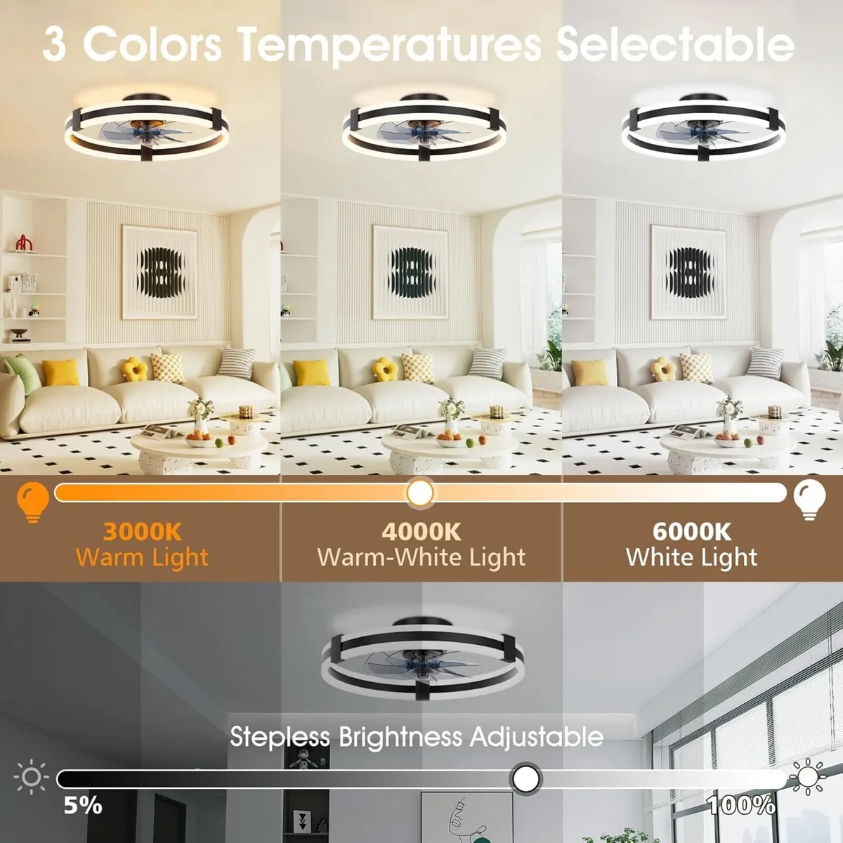 50CM LED Ceiling Fans with Lights Fan Light APP - Image 2