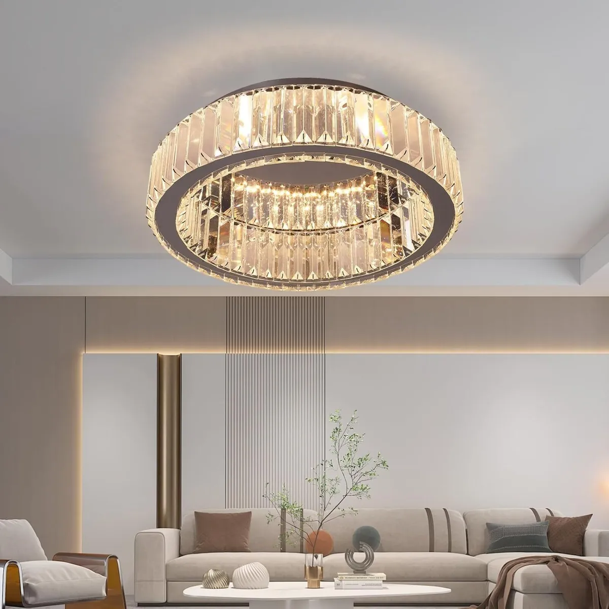 Crystal Led Ceiling Light Modern Chandelier Flush - Image 1