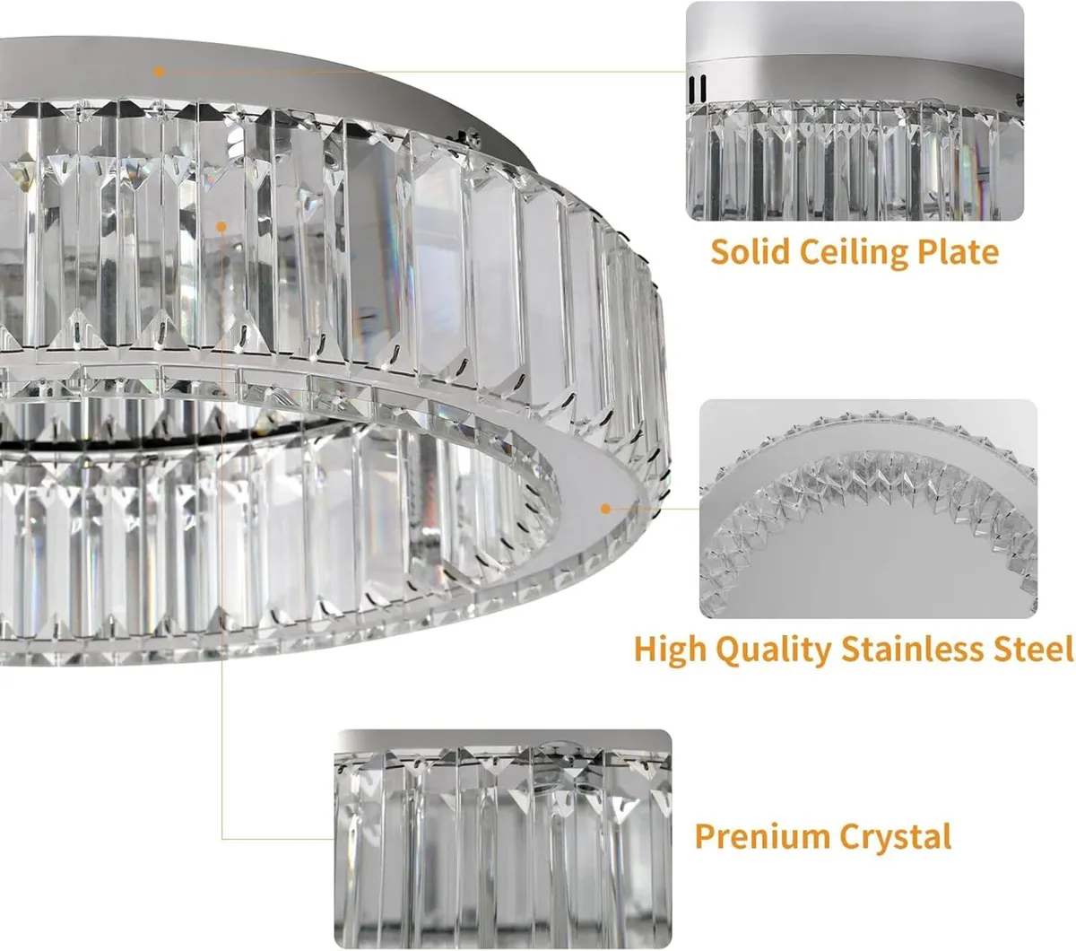 Crystal Led Ceiling Light Modern Chandelier Flush - Image 3