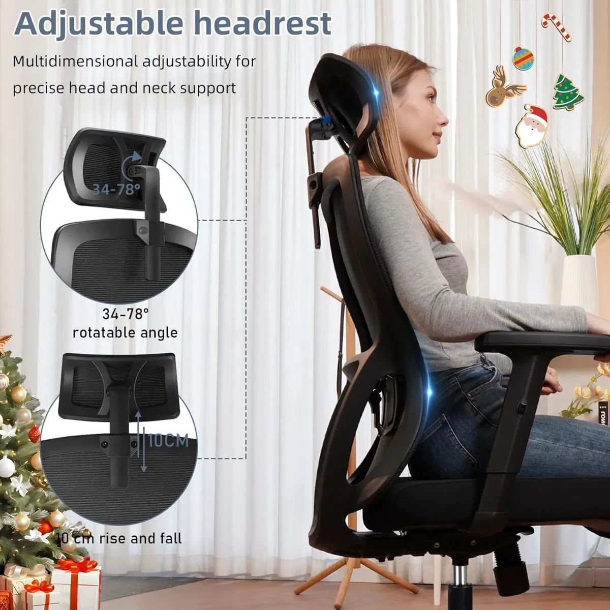 Office Chair Desk with Adjustable Headrest Lumbar - Image 4