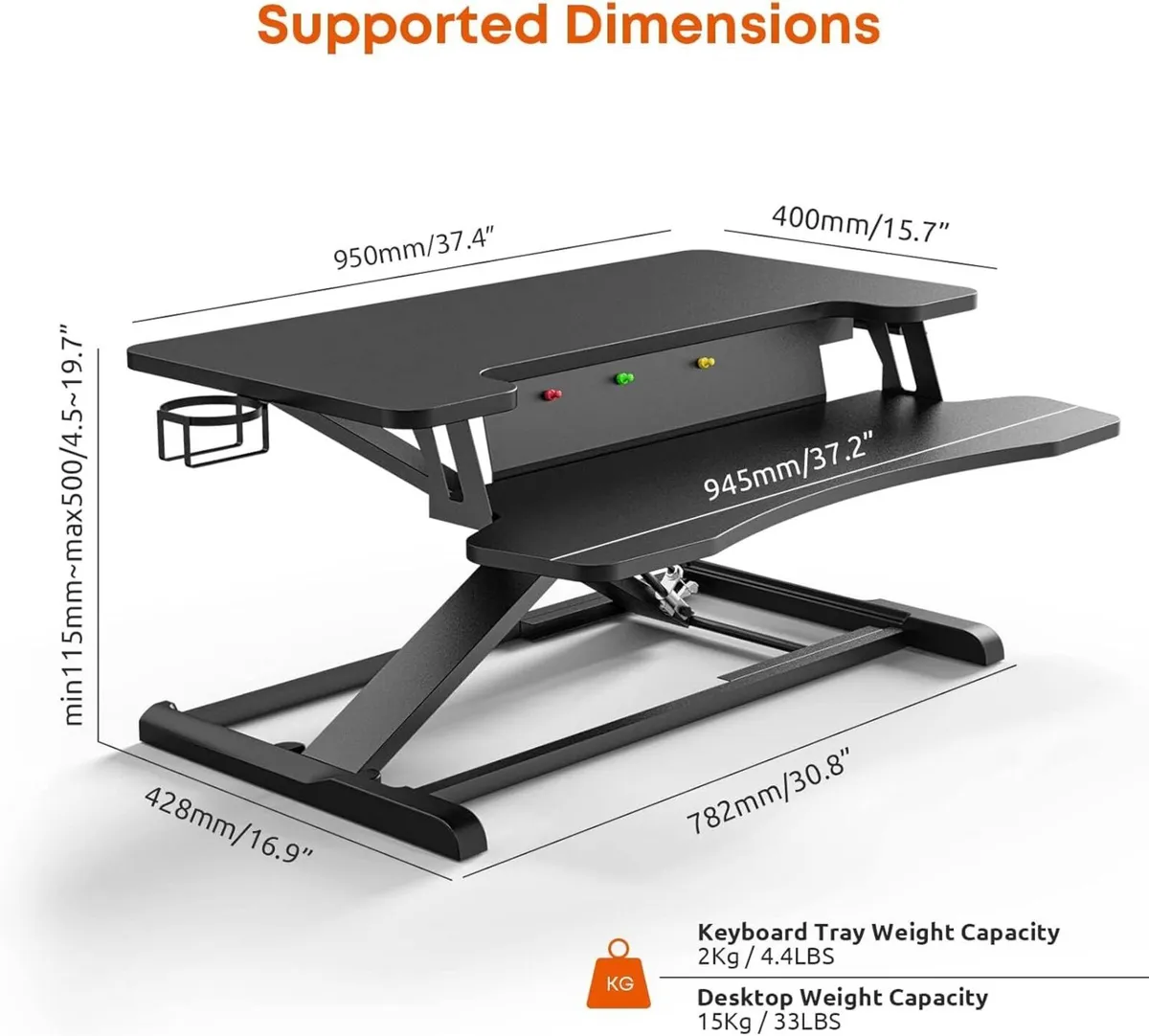 Standing Desk Converter 37'' Dual Tiered Sit-Stand - Image 3