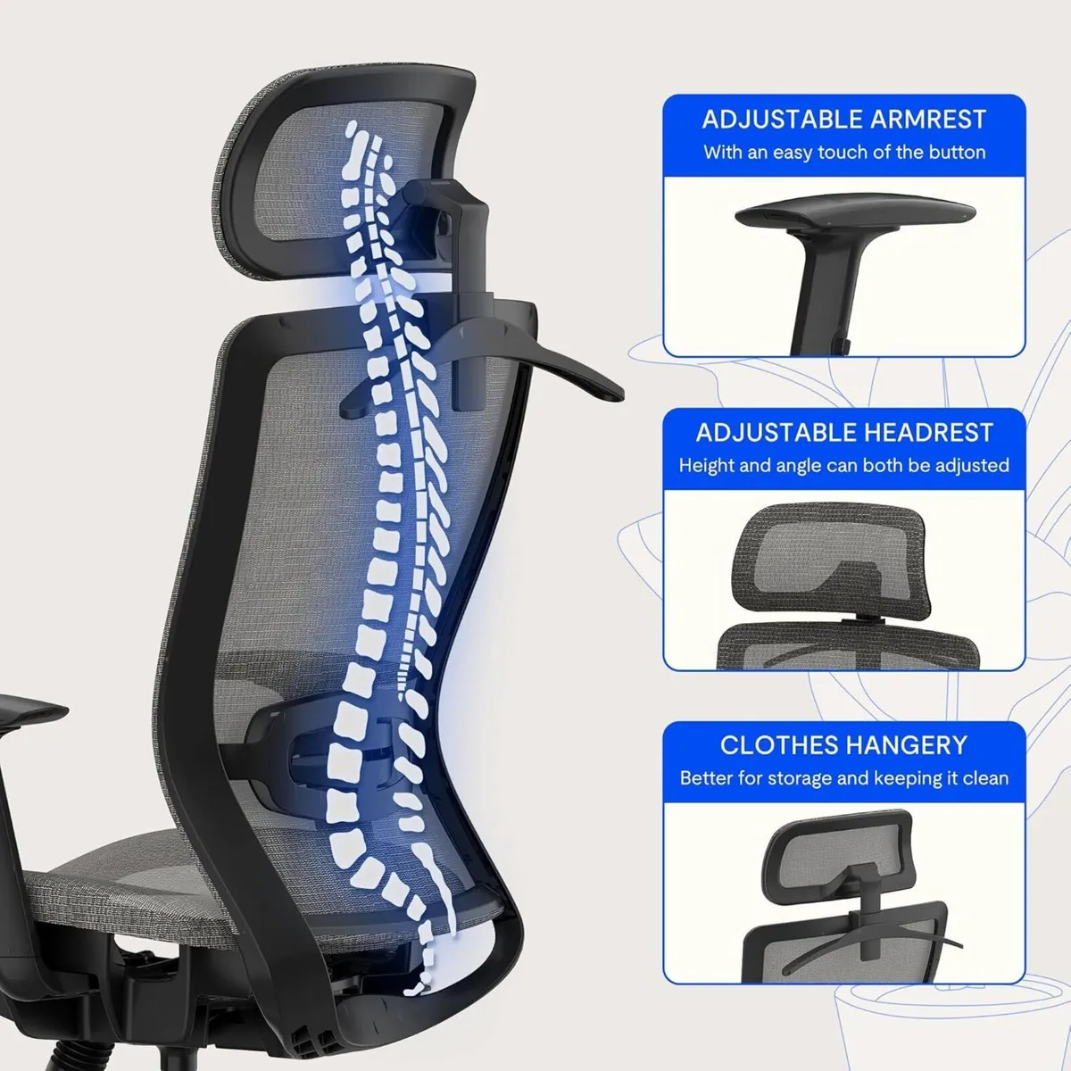 OC3 Ergonomic Office Chair with Hanger 2D - Image 4