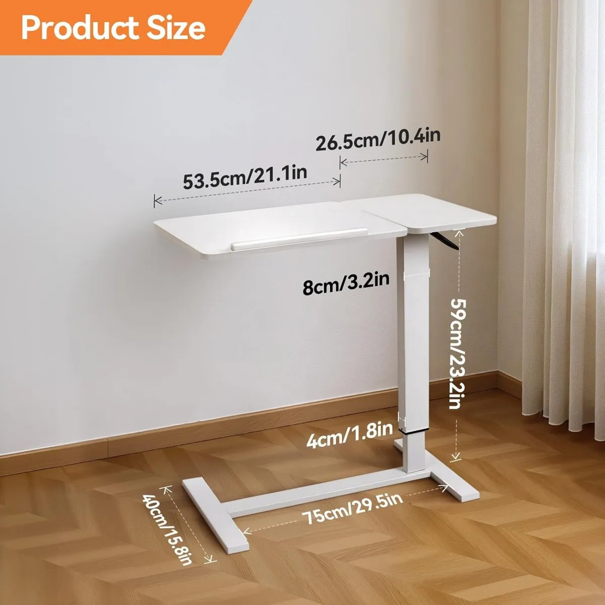 Height Adjustable Table with Wheels 80cmx40cm - Image 2