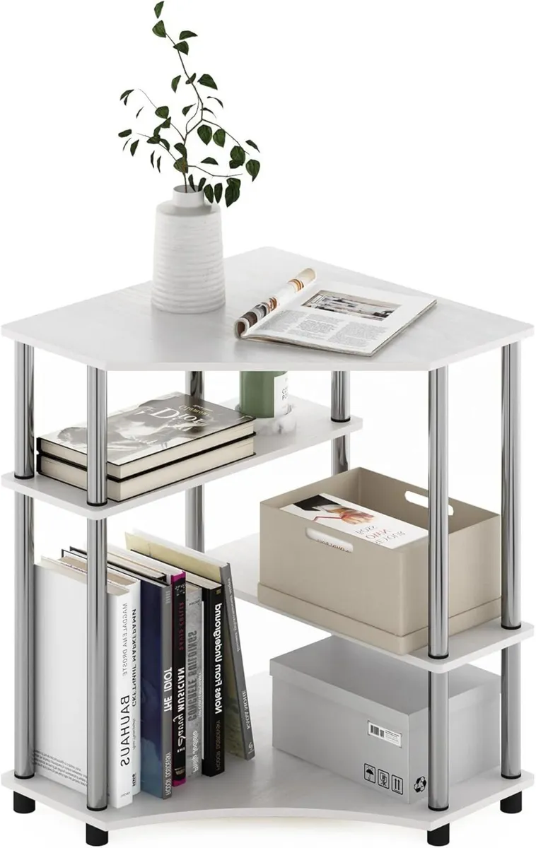 Turn-N-Tube Space Saving Corner Desk with Shelves - Image 1