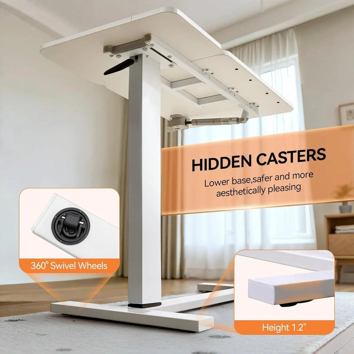 Height Adjustable Table with Wheels 80cmx40cm - Image 4