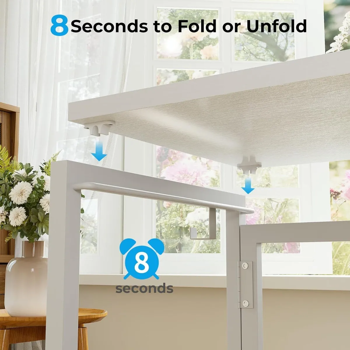 Folding Desk with Monitor Shelf 80cm Small - Image 4