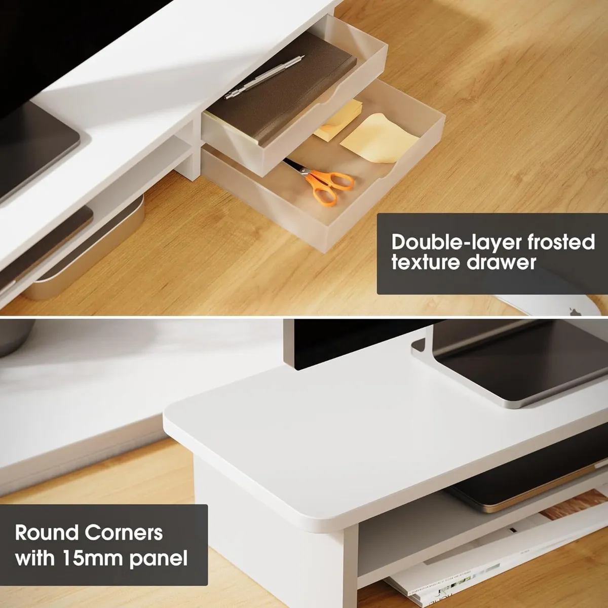 Dual Monitor Stand Riser with 2 Acrylic Storage - Image 4