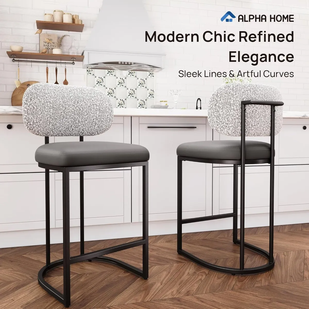 Bar Stools Set Counter Chairs with Backs 63CM - Image 3