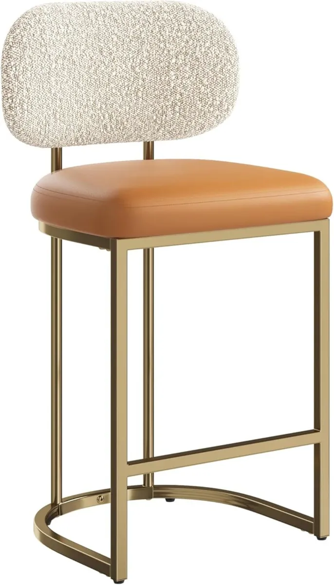 Bar Stools Set Counter Chairs with Backs 63CM - Image 1