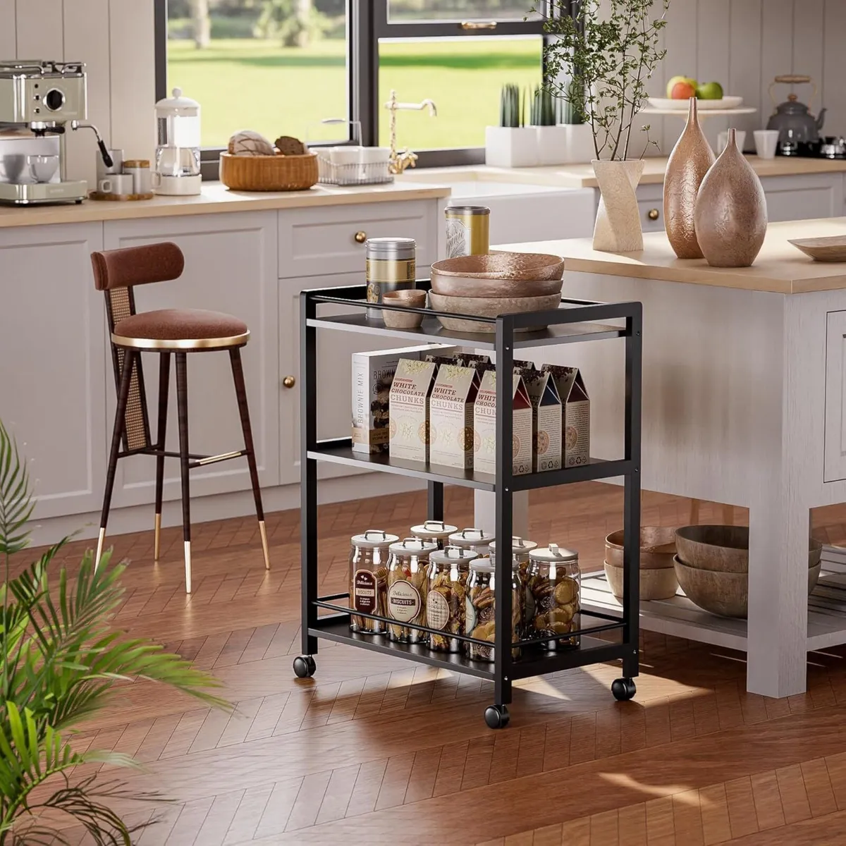 Bar Cart Black Serving for Home 3 Tier Drinks - Image 2