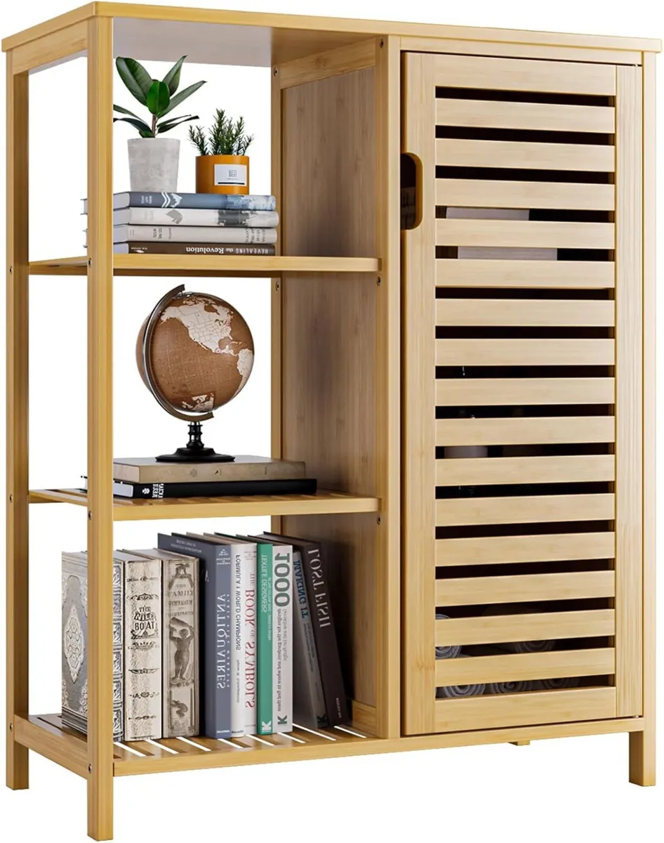 Bathroom Floor Cabinet Bamboo Storage Free - Image 1