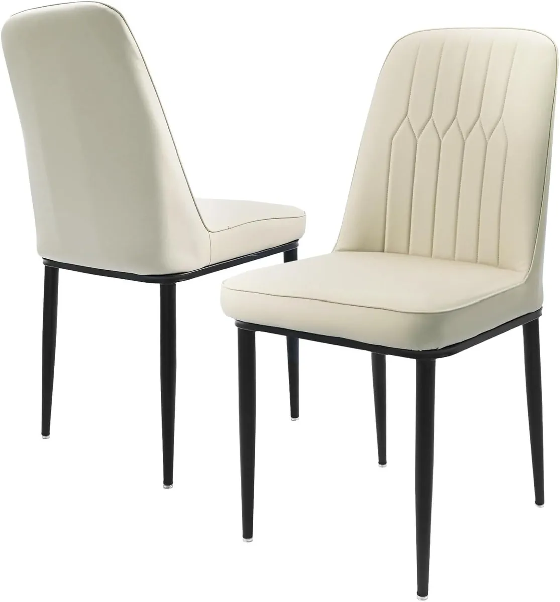 Dining Chairs Set of 2 - Off-White Upholstered - Image 1