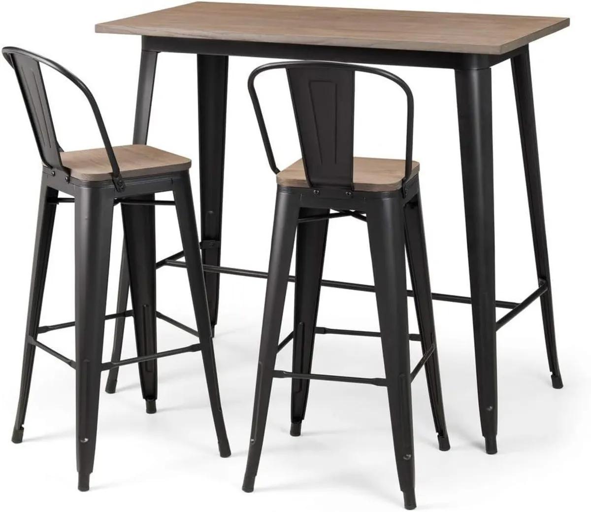 Grafton Bar Stools Set of 2 - Elm Wood Mocha/Black - Image 3