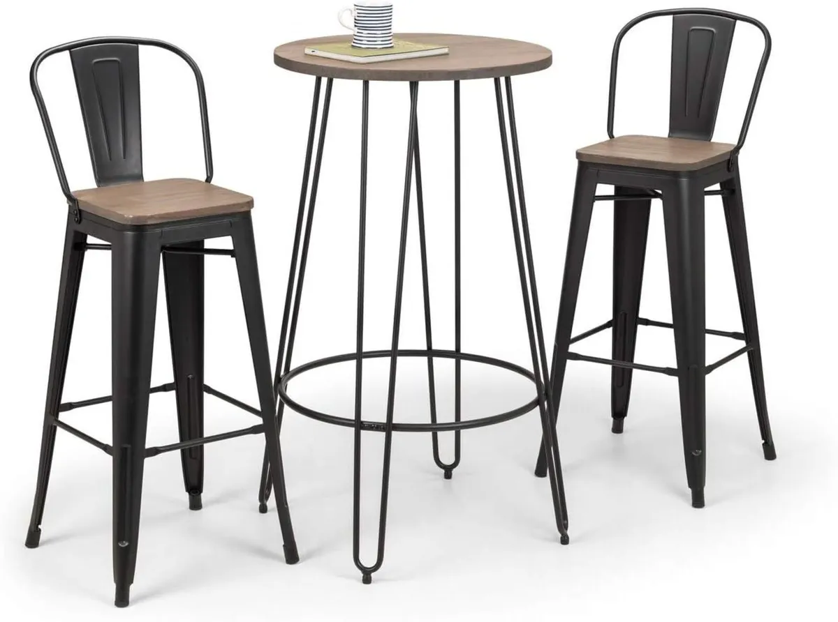 Grafton Bar Stools Set of 2 - Elm Wood Mocha/Black - Image 4