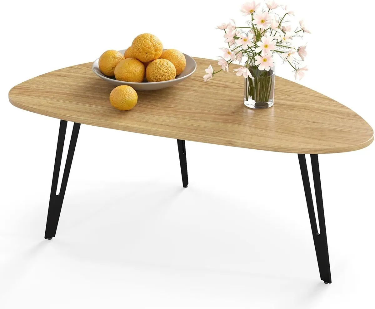 Modern Oval Coffee Table Oak Simple Center - - Image 1