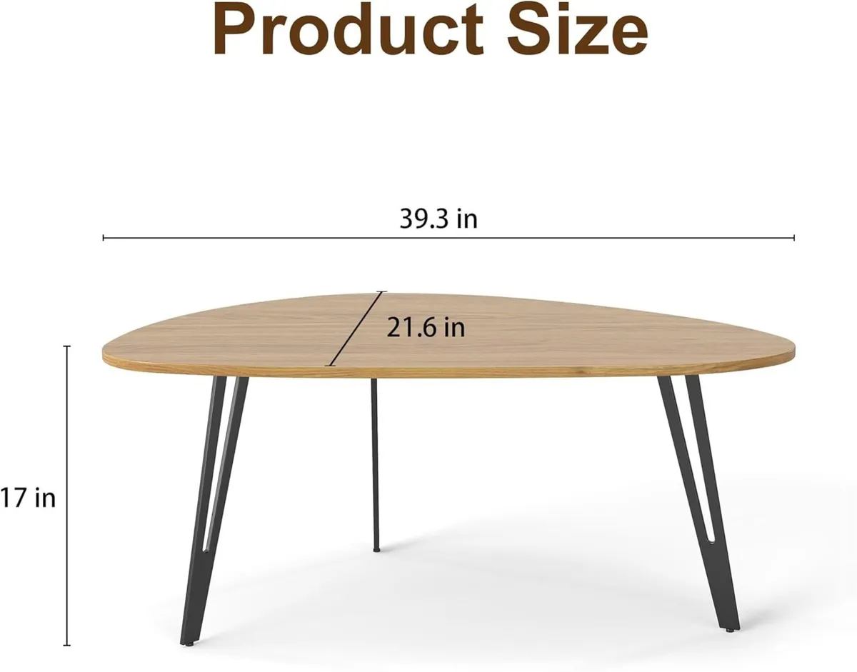 Modern Oval Coffee Table Oak Simple Center - - Image 3