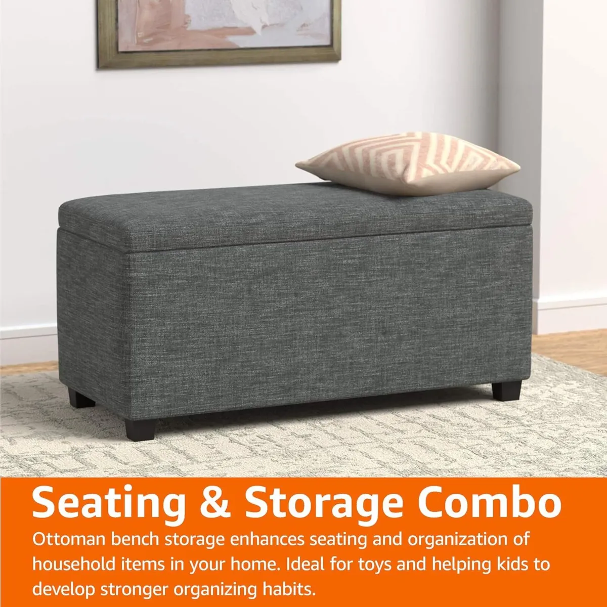 Rectangular Padded Upholstered Entryway Bench - Image 4