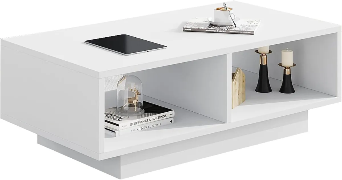 Coffee Table White Middle Tea for Living Room - Image 1