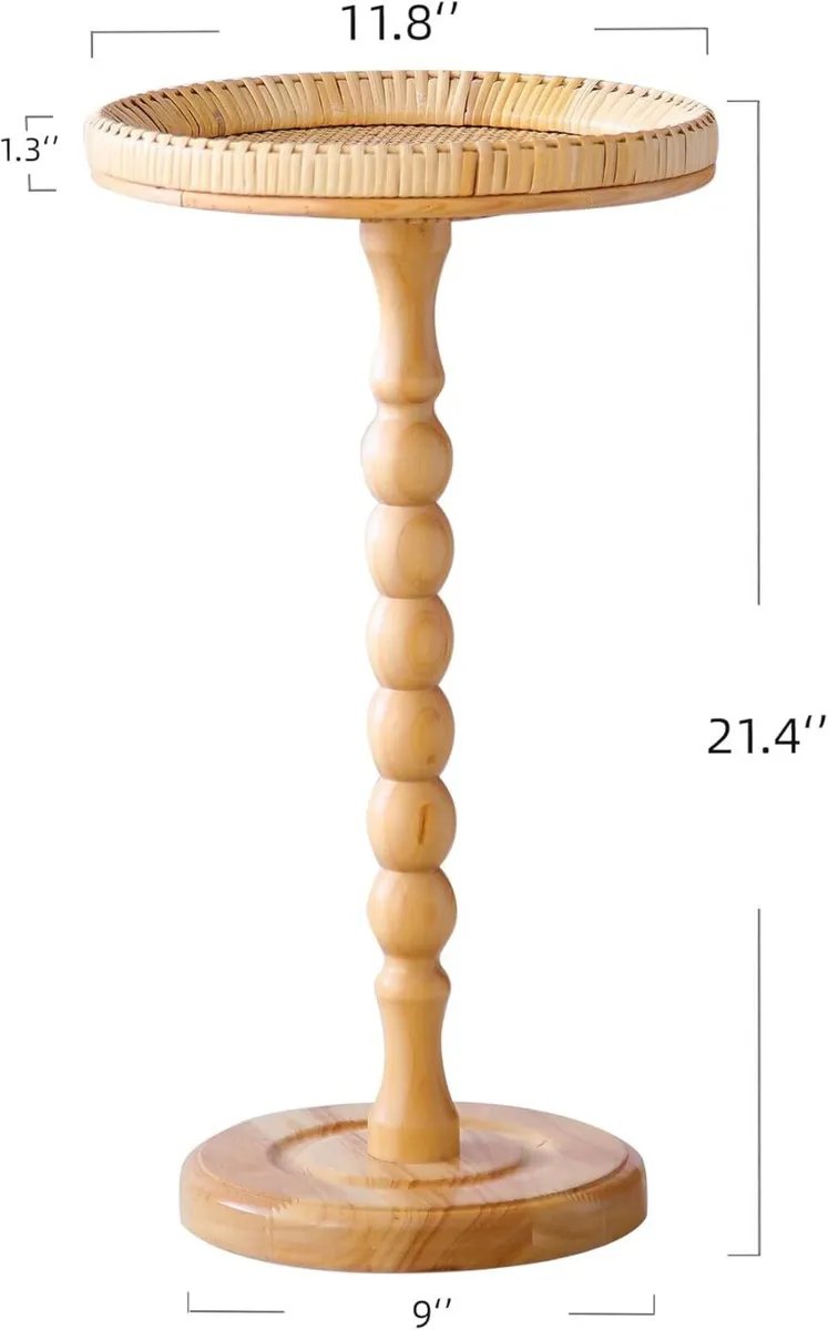 Drink Table，Rattan Round Small Side Table for - Image 2