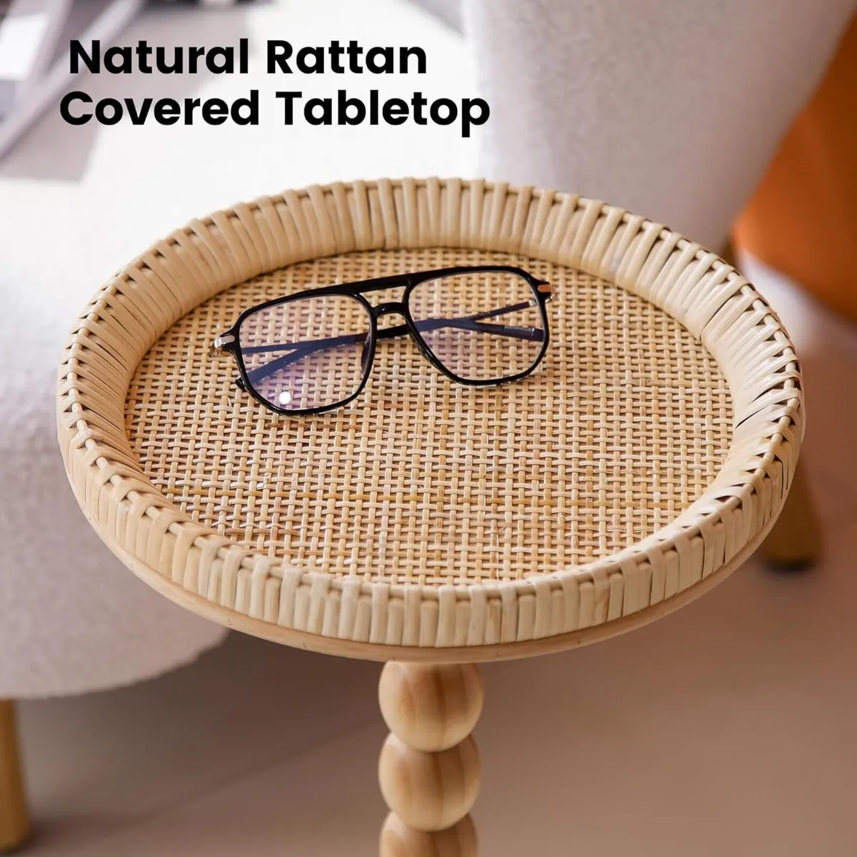 Drink Table，Rattan Round Small Side Table for - Image 3