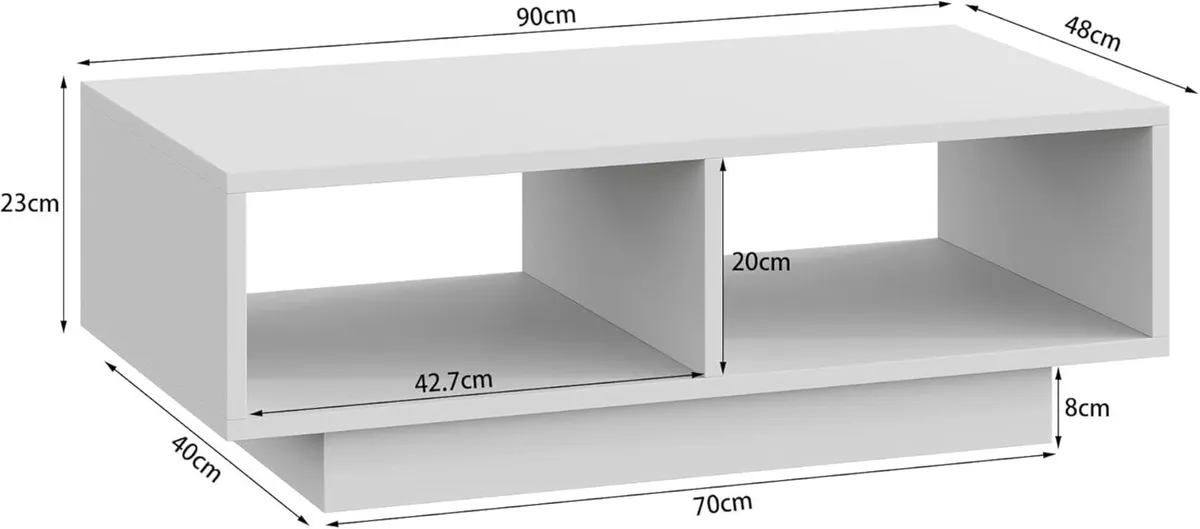 Coffee Table White Middle Tea for Living Room - Image 3